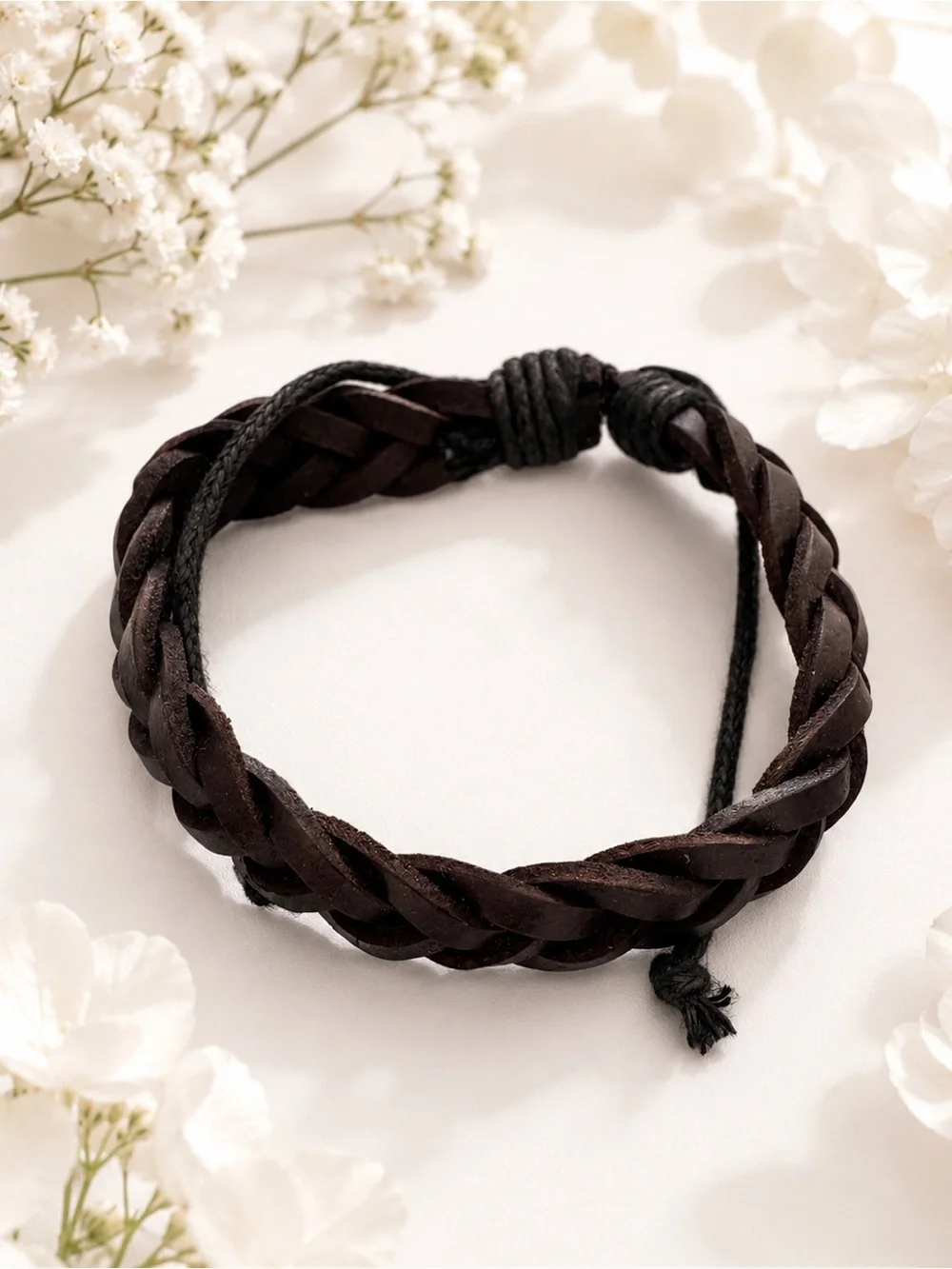 Men's Braided Leather Bracelet - Brown